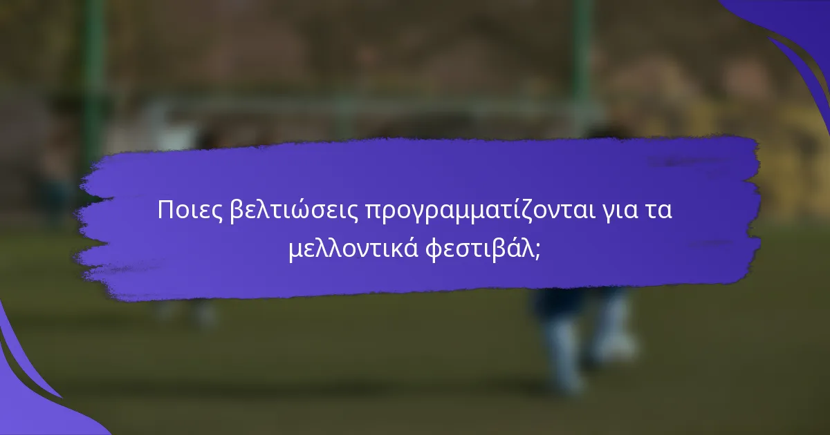 Ποιες βελτιώσεις προγραμματίζονται για τα μελλοντικά φεστιβάλ;