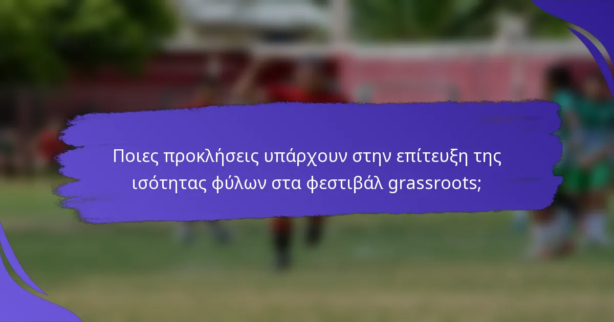 Ποιες προκλήσεις υπάρχουν στην επίτευξη της ισότητας φύλων στα φεστιβάλ grassroots;